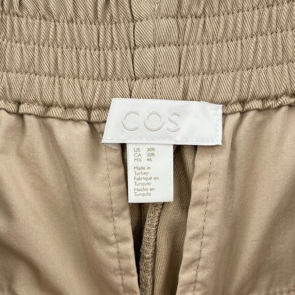 COS Straight Leg Twill Chino pants Men 30R Light Tan Elastic Pockets Lightweight - Picture 7 of 13